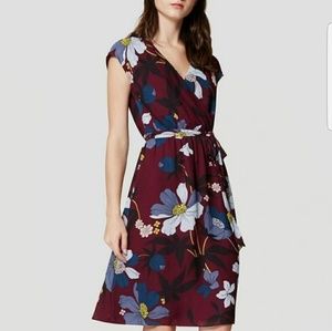 LOFT FLORAL FAUX WRAP DRESS